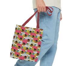 Load image into Gallery viewer, Black girl in Animal Print - Colorful Patterned Tote Bag - Size 13x13