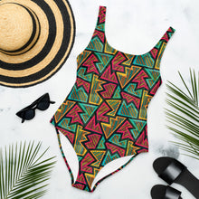 Load image into Gallery viewer, Juneteenth Pattern One-Piece Swimsuit