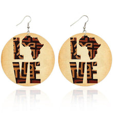 Load image into Gallery viewer, Africa Love Wooden Earrings
