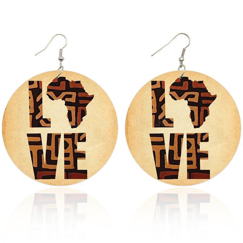 Africa Love Wooden Earrings