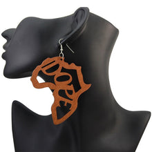 Load image into Gallery viewer, SOMESOOR Laser Carved Dope African Map Wooden Drop Earrings Afro Ethnic Motherland Design Wood Dangle Jewelry For Women Gift