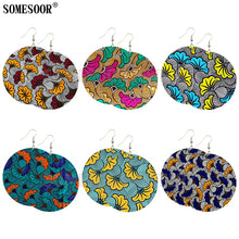 Load image into Gallery viewer, SOMESOOR 6 Bohemian Styles Sell By Pack African Print Wax Textile Wooden Both Sides Printing Fashion Earrings For Women Gifts