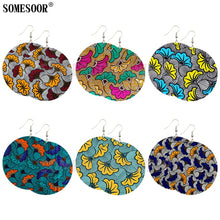 Load image into Gallery viewer, SOMESOOR 6 Bohemian Styles Sell By Pack African Print Wax Textile Wooden Both Sides Printing Fashion Earrings For Women Gifts