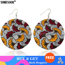 Load image into Gallery viewer, SOMESOOR 6 Bohemian Styles Sell By Pack African Print Wax Textile Wooden Both Sides Printing Fashion Earrings For Women Gifts