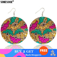 Load image into Gallery viewer, SOMESOOR 6 Bohemian Styles Sell By Pack African Print Wax Textile Wooden Both Sides Printing Fashion Earrings For Women Gifts