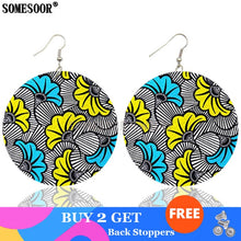 Load image into Gallery viewer, SOMESOOR 6 Bohemian Styles Sell By Pack African Print Wax Textile Wooden Both Sides Printing Fashion Earrings For Women Gifts