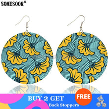 Load image into Gallery viewer, SOMESOOR 6 Bohemian Styles Sell By Pack African Print Wax Textile Wooden Both Sides Printing Fashion Earrings For Women Gifts