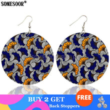 Load image into Gallery viewer, SOMESOOR 6 Bohemian Styles Sell By Pack African Print Wax Textile Wooden Both Sides Printing Fashion Earrings For Women Gifts
