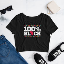 Load image into Gallery viewer, 100% Black - Women’s Crop Tee