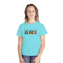 Load image into Gallery viewer, Colorful Youth Midweight Tee with 'Blackity Black' Design, Youth T-Shirt, Gift for Kids, Trendy Apparel, Casual Wear, Black History Month
