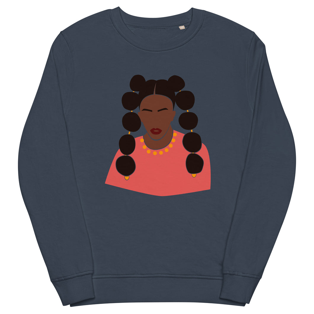 Black Woman with two puffed braids Sweatshirt