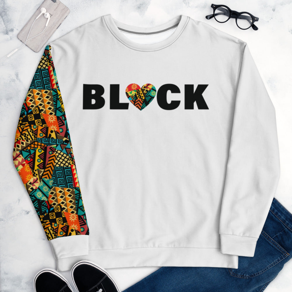 Black Love Pattern on Sleeve Unisex Sweatshirt