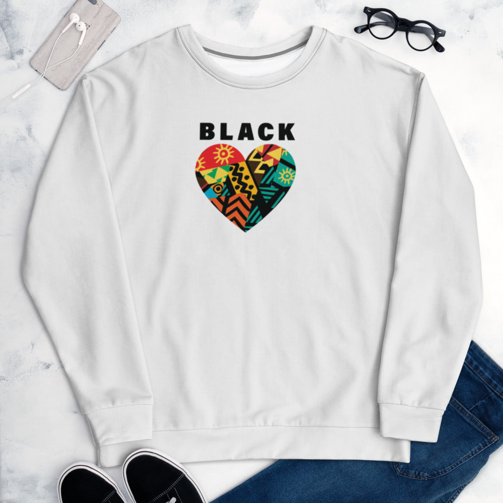 Black Large Heart Unisex Sweatshirt