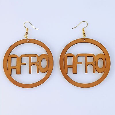 Afro Styled Wooden Earrings