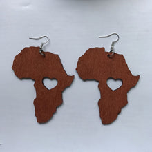 Load image into Gallery viewer, Africa Wooden Laser Cut Earrings
