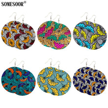 Load image into Gallery viewer, SOMESOOR 6 Bohemian Styles Sell By Pack African Print Wax Textile Wooden Both Sides Printing Fashion Earrings For Women Gifts
