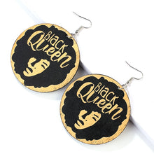 Load image into Gallery viewer, Wooden  African Pattern Round Wooden Earrings For Women Black Series Painted
