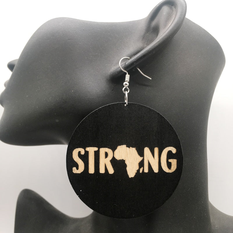 Africa Strong Wooden Earrings